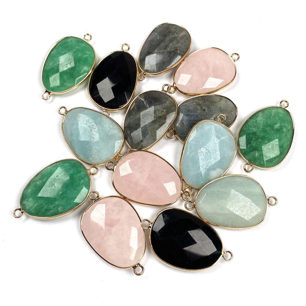 2896 2 Pcs Natural Stone Connectors,Irregular Shape Natural Semi-Precious